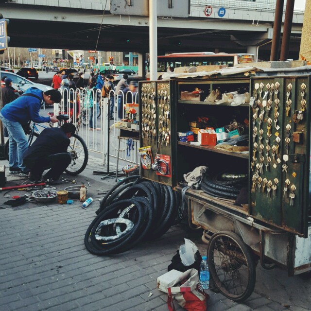 Mobile Fahrradwerkstatt in Peking
