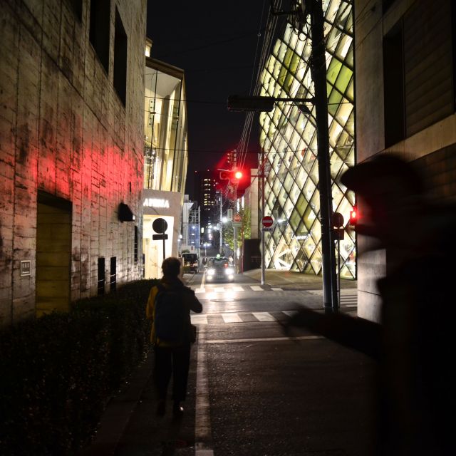 Bis tief in die Nacht sind wir immer durch die Straßen gezogen und haben uns Gebäude angeschaut. Dies war das Luxusgebäude Prada Aoyama von den Schweizer Architekten Herzog de Meuron.