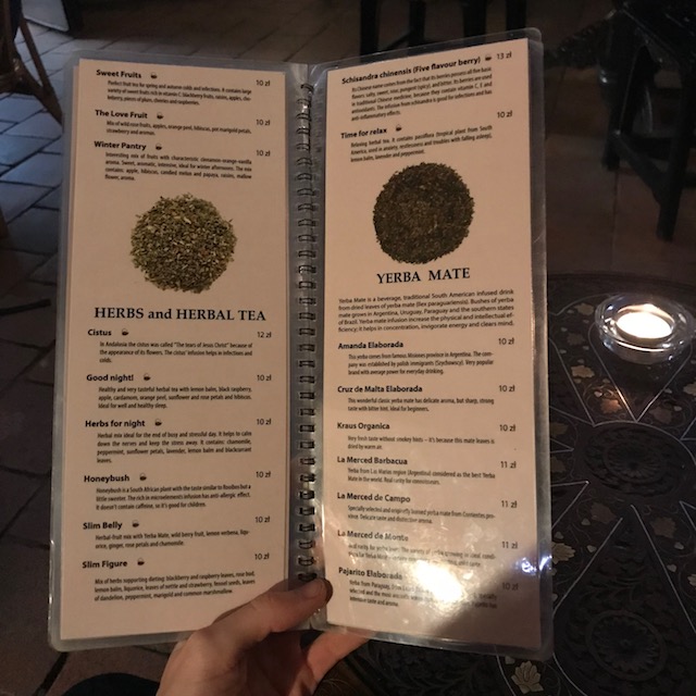 Karte der Teestube Karte Teestube Krakau