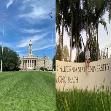 Campusbilder von Penn State und Cal State Long Beach