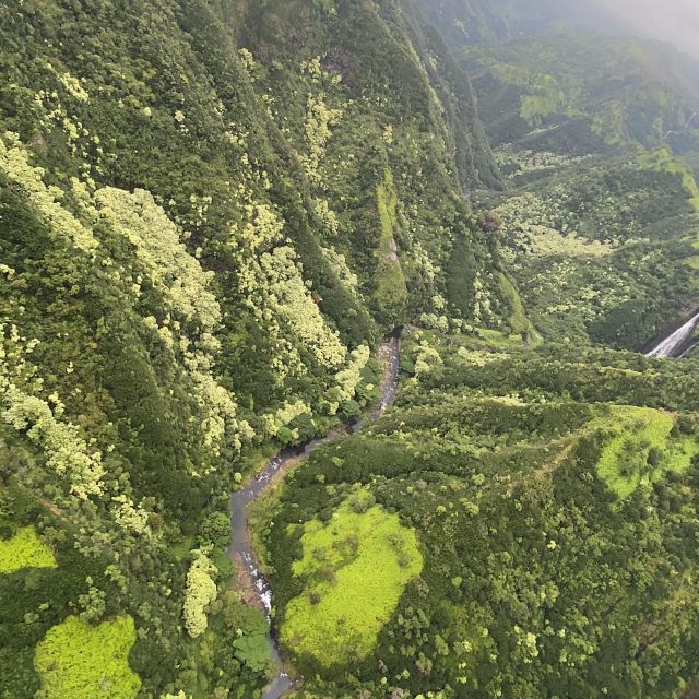 Grüne Aussicht vom Helikopter auf Kauai